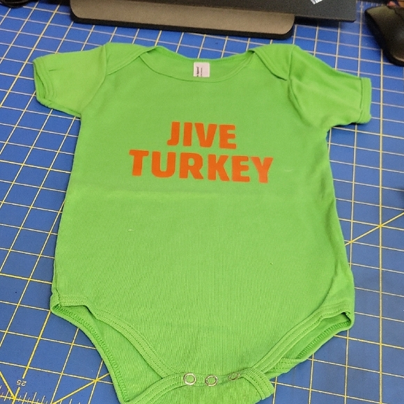 Green Baby Onesie Orange Jive Turkey - Picture 1 of 2